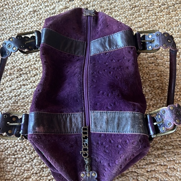 Charm & Luck Vintage 100% Leather Purple Suede Slouchy Purse Y2K Handbag - Picture 6 of 16
